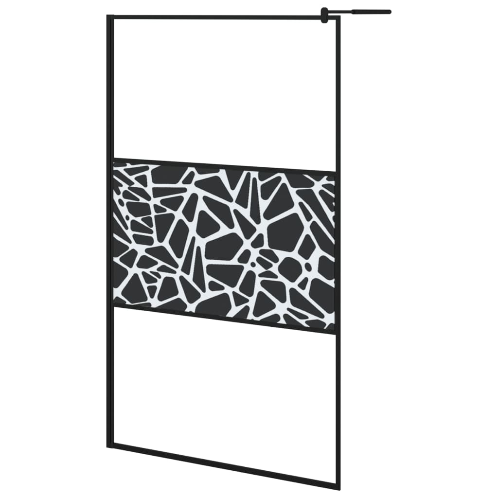 Vidaxl Walk-In Show-In Wall con motivato in pietra 115x195 cm Glass nero