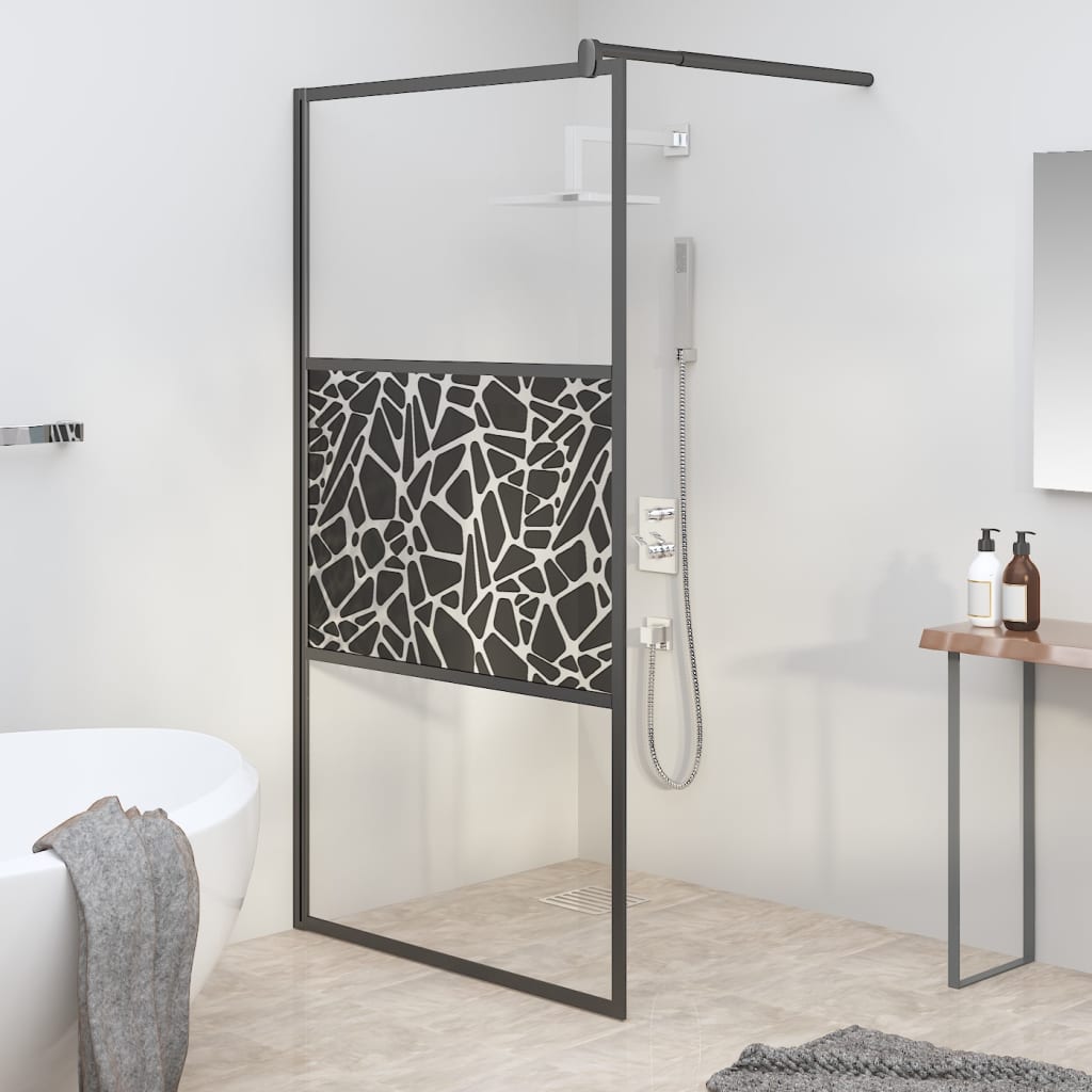 Vidaxl Walk-In Show-In Wall con motivato in pietra 115x195 cm Glass nero