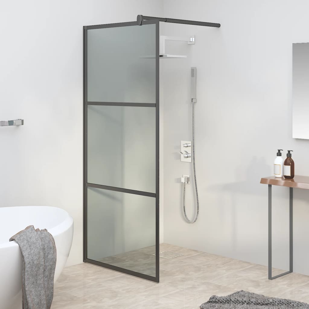 Vidaxl Walk-In duschvägg 80x195 cm Dark ESG Glass Black