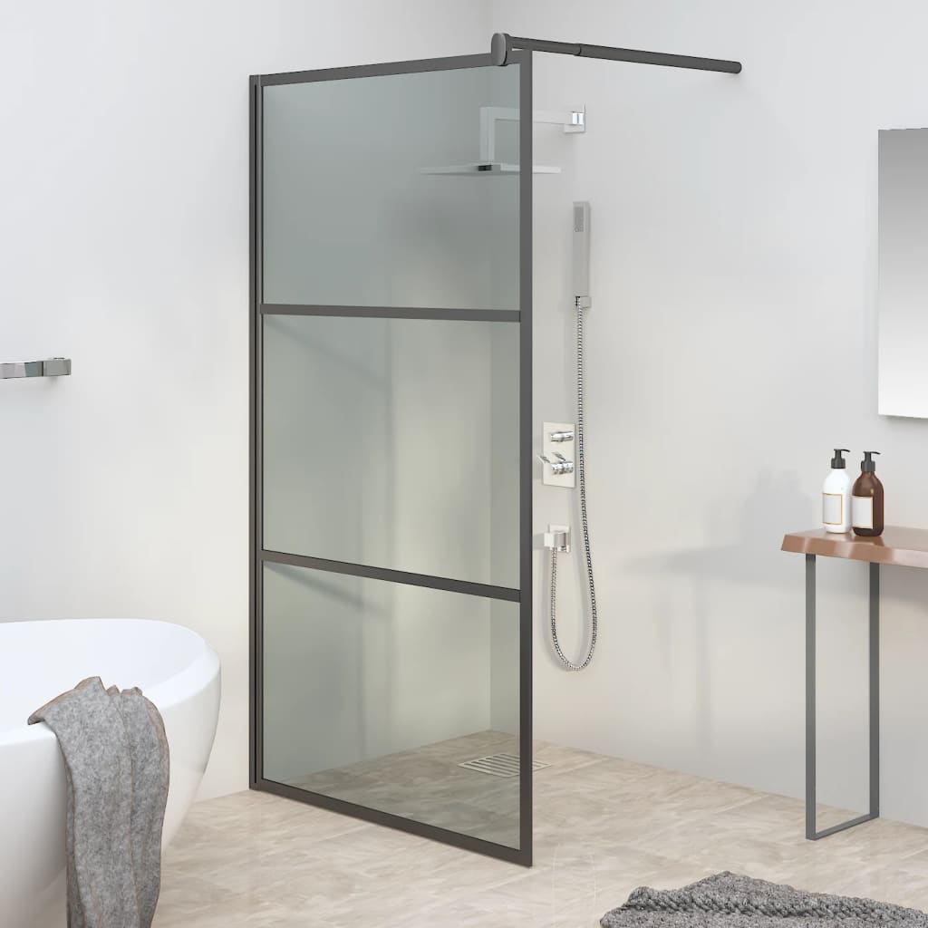 Vidaxl walk-in dusjvegg 100x195 cm mørk esg glass svart