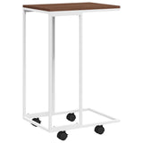 Vidaxl bijzettafel met wieltjes 40x30x63,5 bewerkt hout wit en bruin