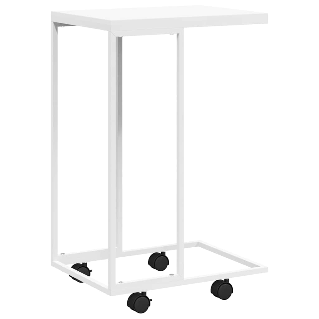 Vidaxl bijzettafel met wieltjes 40x30x63,5 bewerkt hout wit