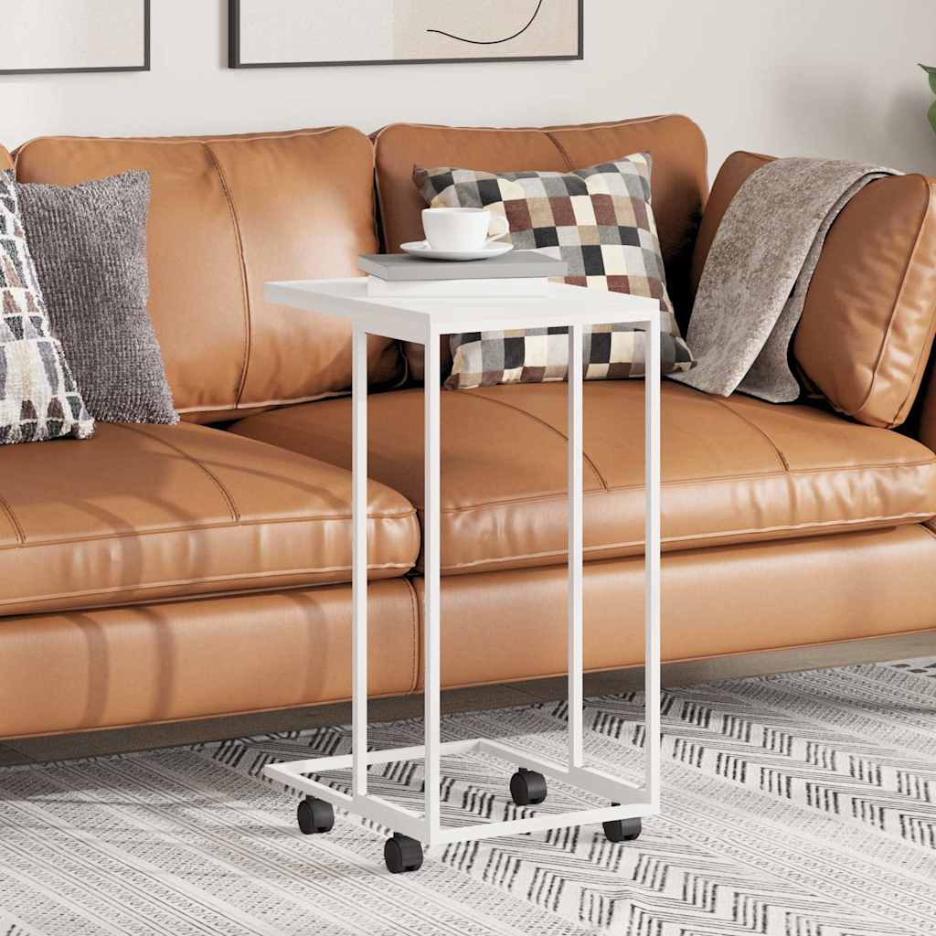 Vidaxl bijzettafel met wieltjes 40x30x63,5 bewerkt hout wit