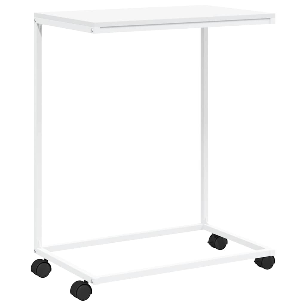 Vidaxl bijzettafel met wieltjes 55x35x70 cm bewerkt hout wit