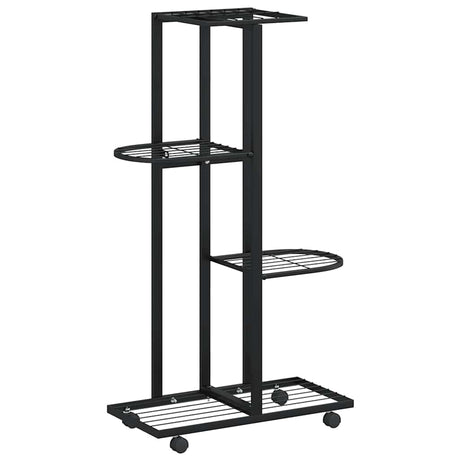 Vidaxl Blütenständer mit Rädern 4-Layer 44x23x80 cm Eisenschwarz