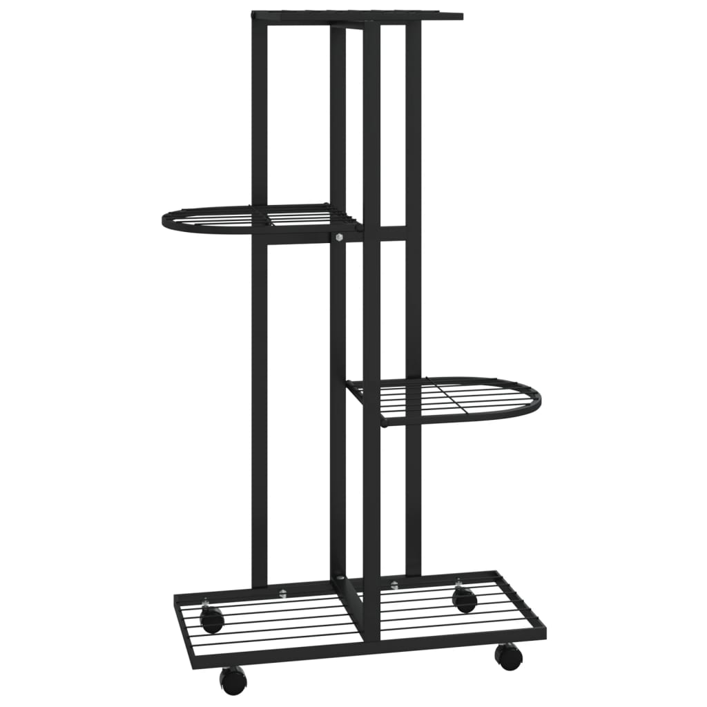 Vidaxl Blütenständer mit Rädern 4-Layer 44x23x80 cm Eisenschwarz