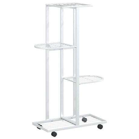 Vidaxl Blütenstandard mit Rädern 4-Schicht 44x23x80 cm Eisen weiß