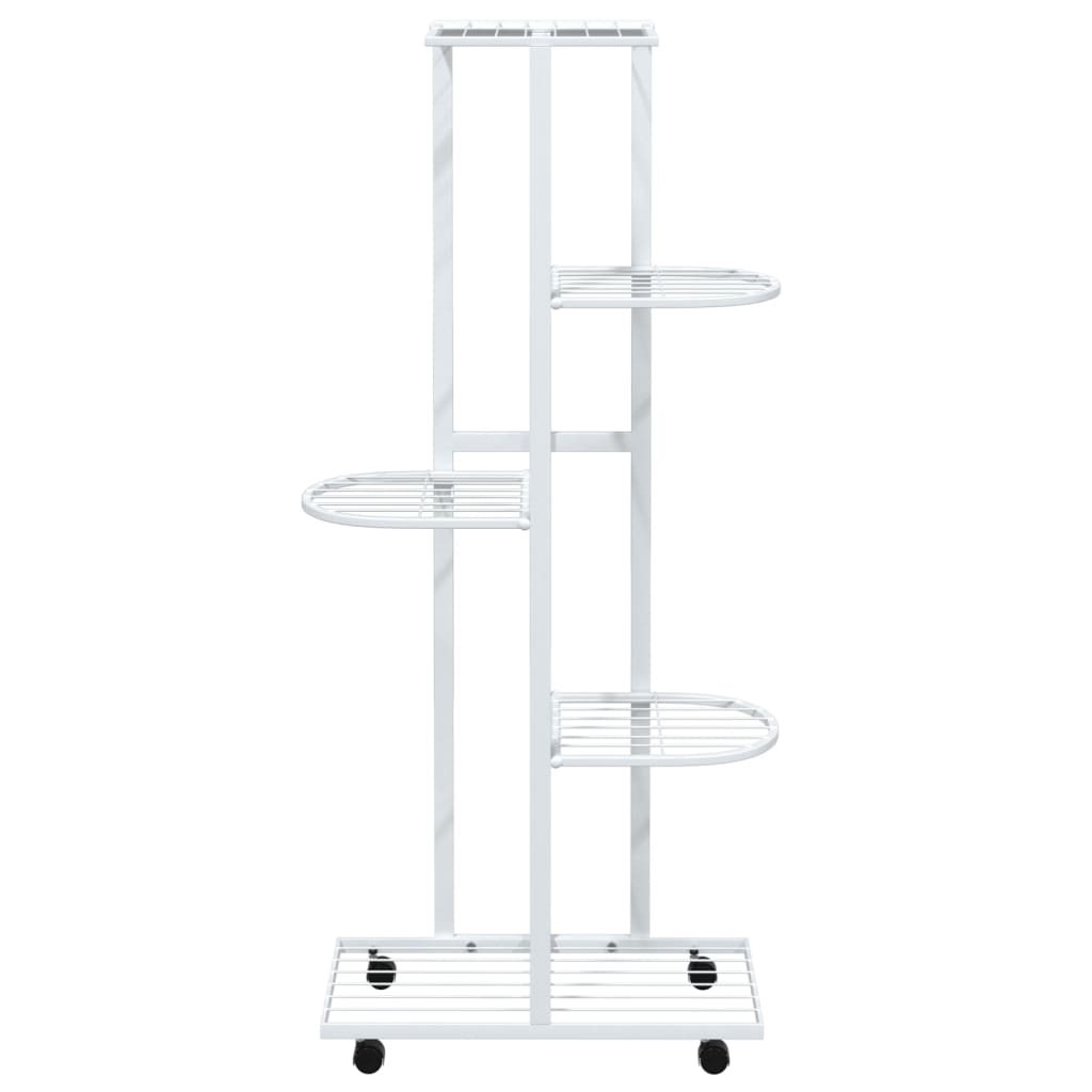 Vidaxl Blütenstandard mit Rädern 5-Schicht 44x23x100 cm Eisen weiß