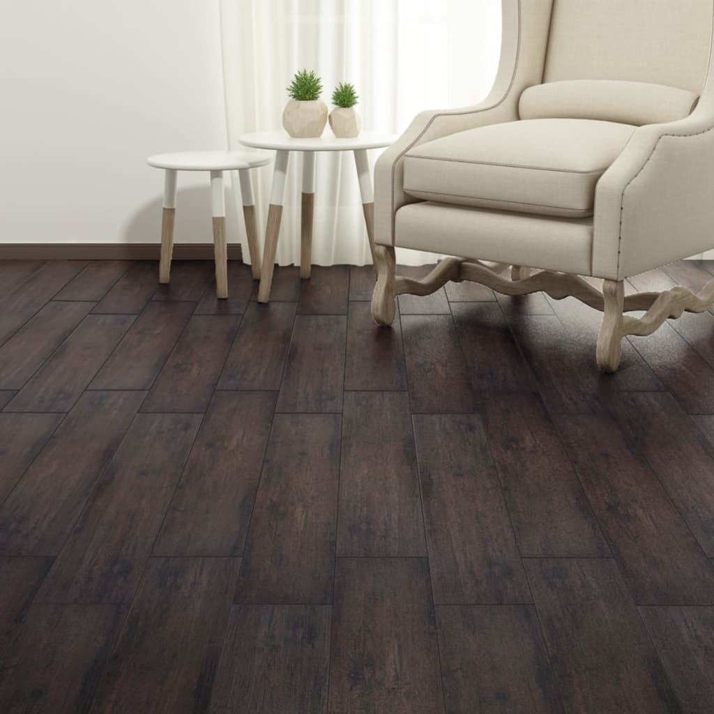 Tablas de piso Vidaxl autoadhesivo 2.51 m² 2 mm PVC Dark Brown