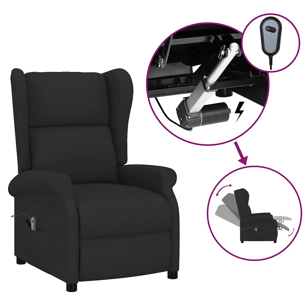 Vidaxl fauteuil verstelbaar elektrisch stof zwart
