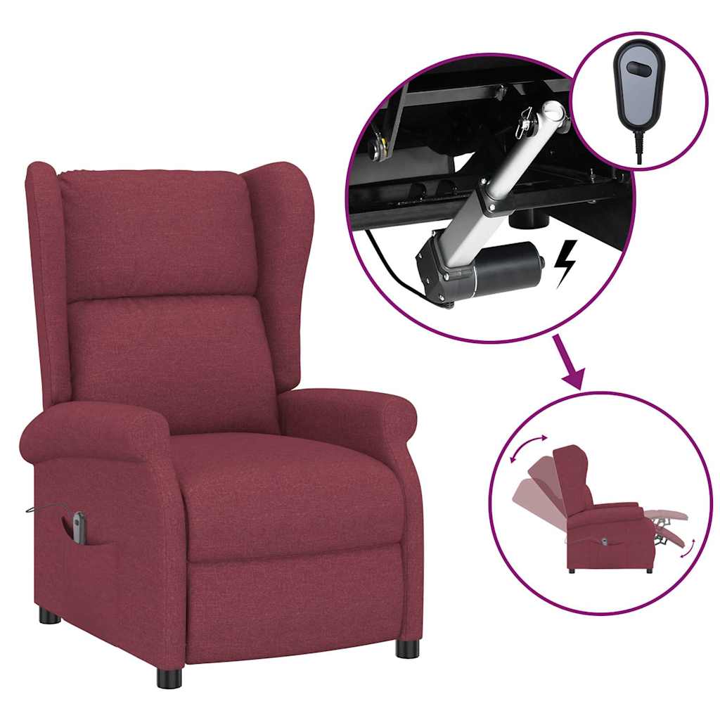 Vidaxl fauteuil elektrisch verstelbaar stof wijnrood
