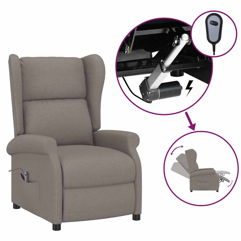 Vidaxl fauteuil verstelbaar elektrisch stof taupe