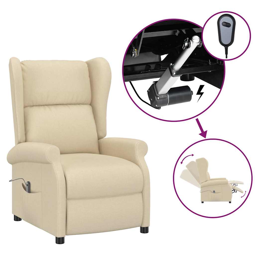 Vidaxl fauteuil verstelbaar elektrisch stof crème
