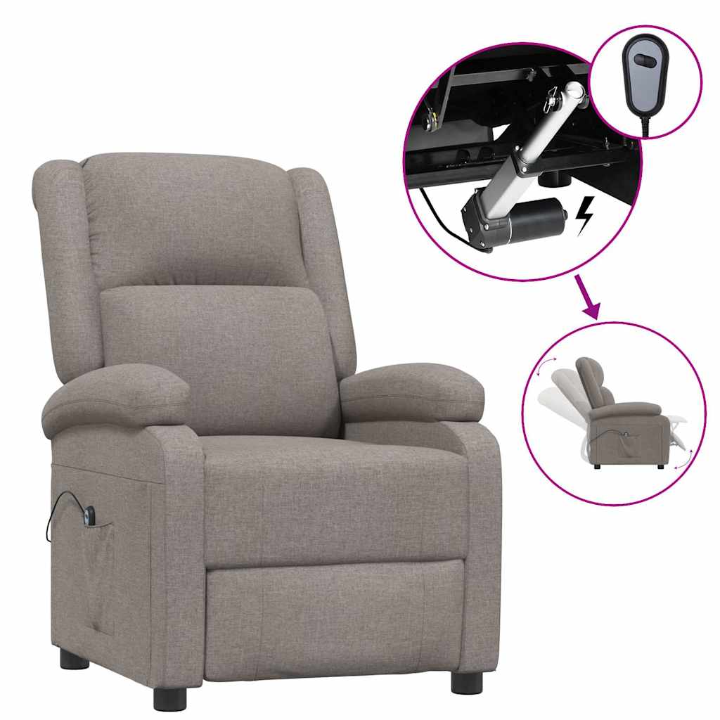 Vidaxl fauteuil verstelbaar elektrisch stof taupe