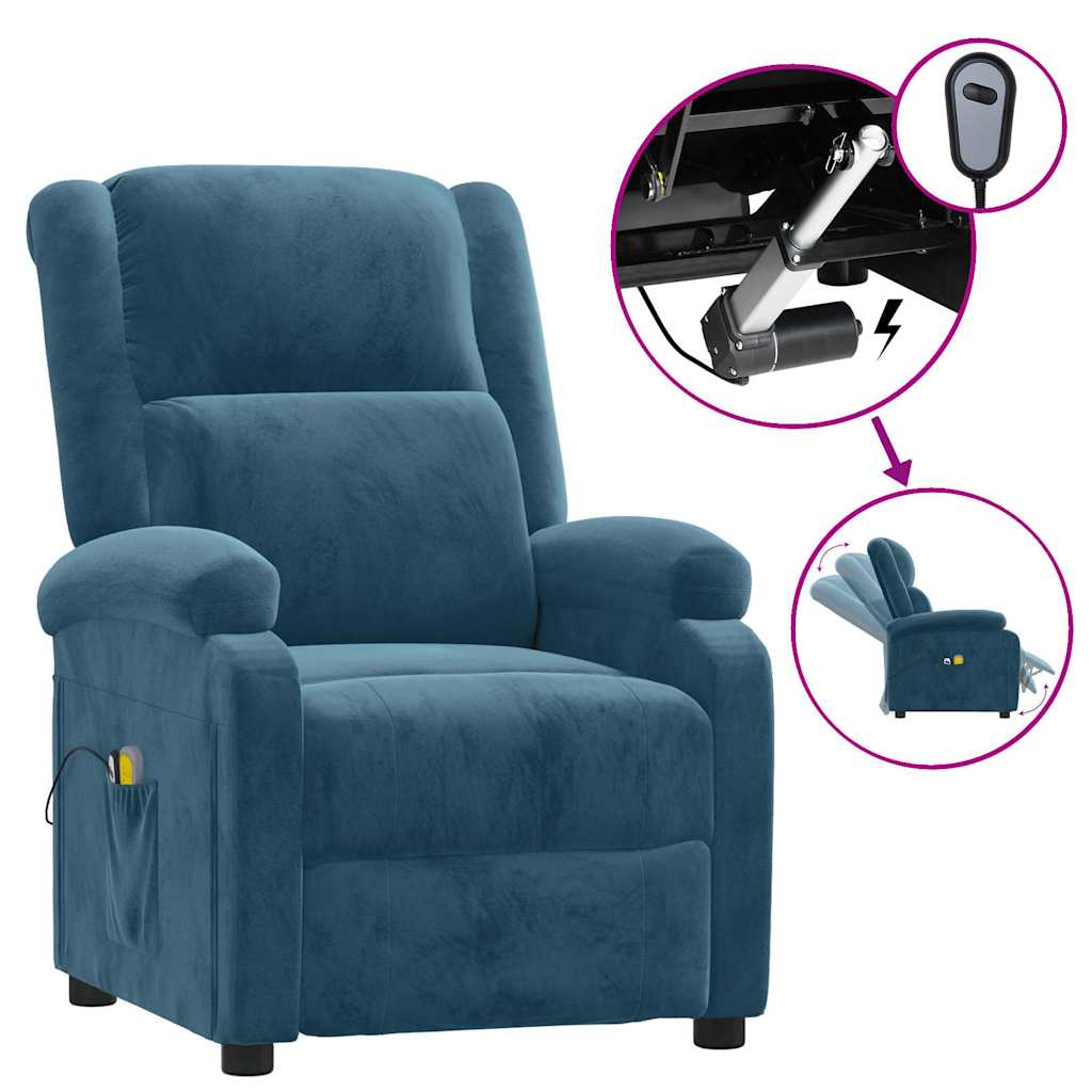 Vidaxl massagestoel elektrisch verstelbaar fluweel blauw