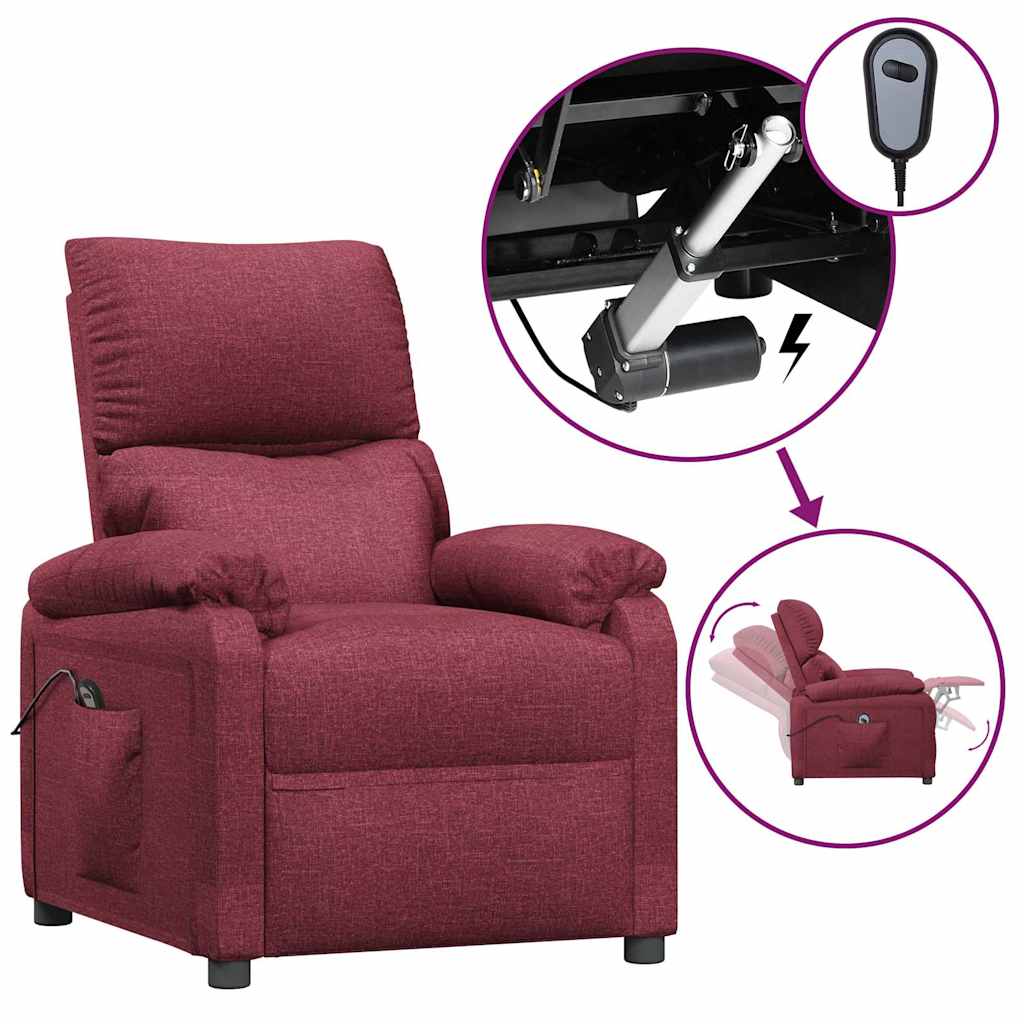 Vidaxl fauteuil verstelbaar elektrisch stof wijnrood