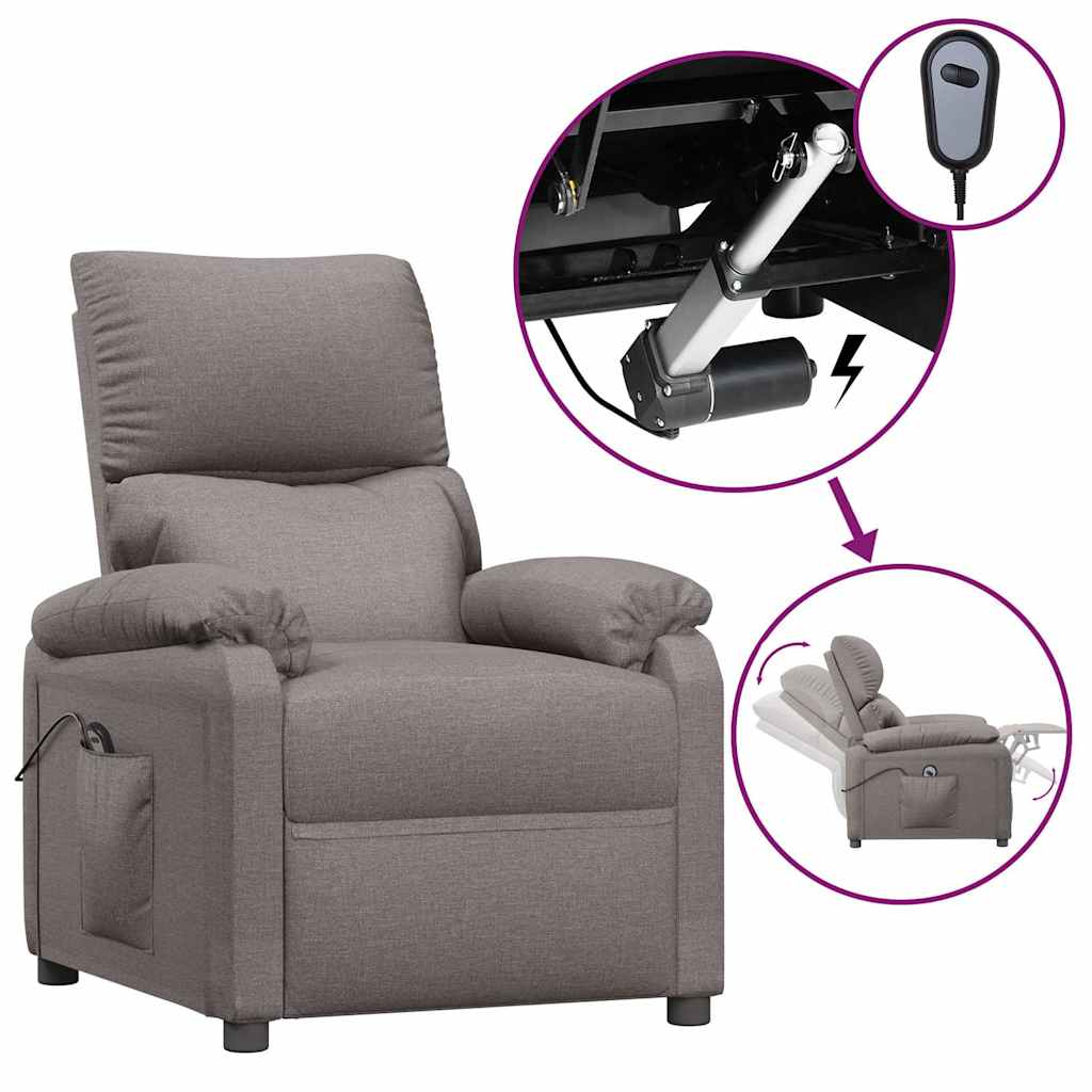 Vidaxl fauteuil verstelbaar elektrisch stof taupe