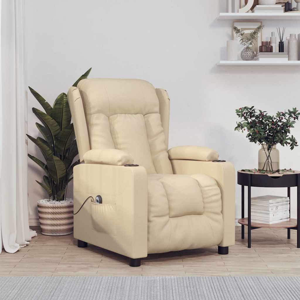 Vidaxl fauteuil verstelbaar elektrisch stof crèmekleurig