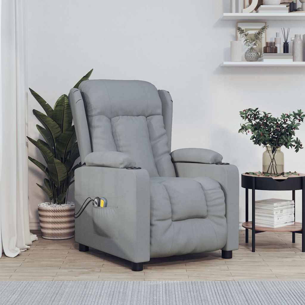 Vidaxl massagestoel elektrisch stof lichtgrijs