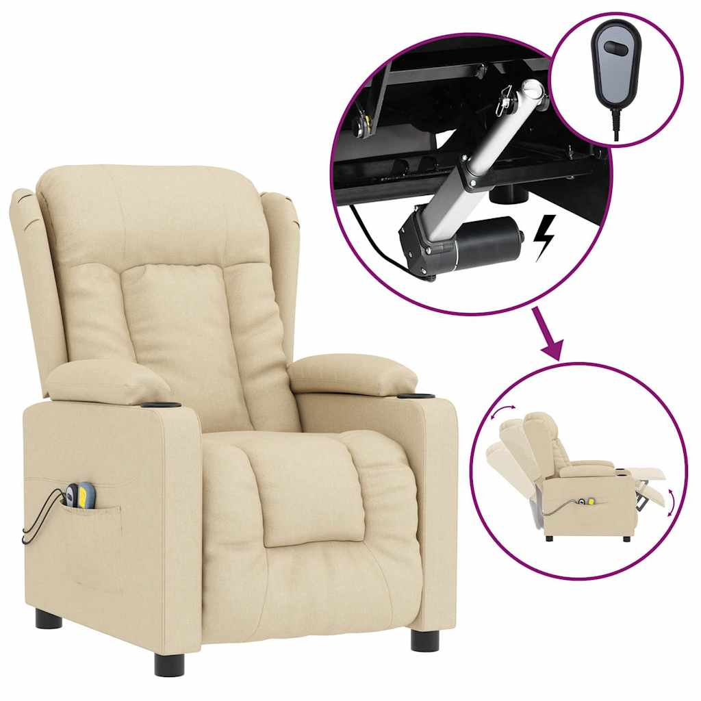 Vidaxl massagestoel elektrisch stof crèmekleurig