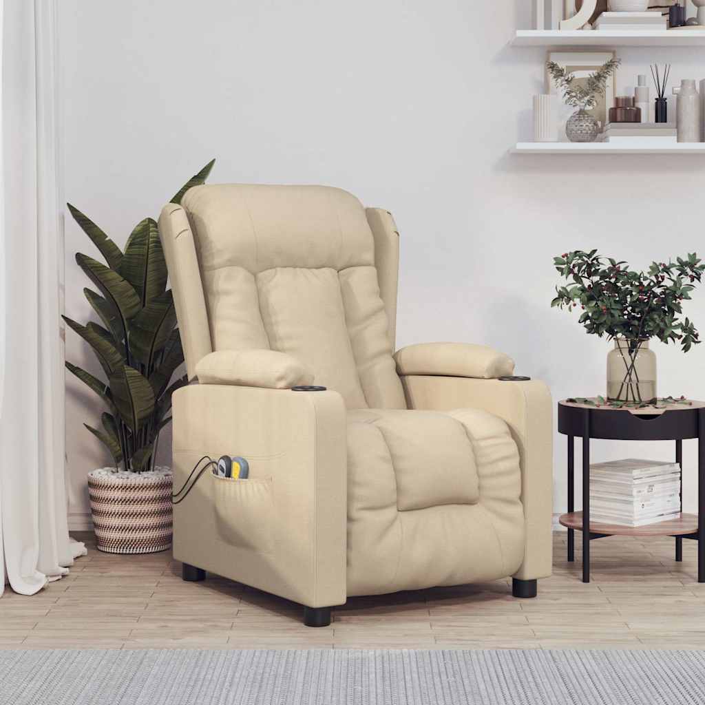 Vidaxl massagestoel elektrisch stof crèmekleurig
