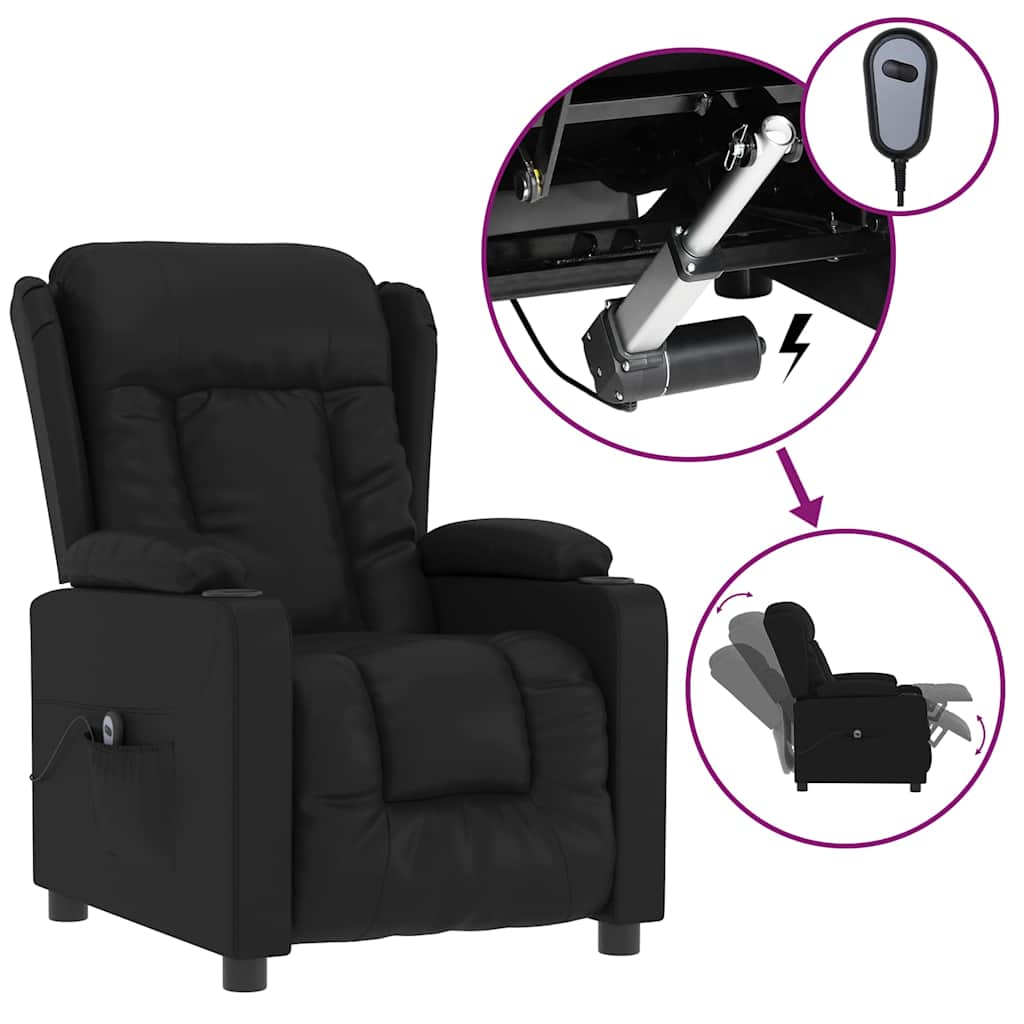 Vidaxl fauteuil elektrisch verstelbaar kunstleer zwart