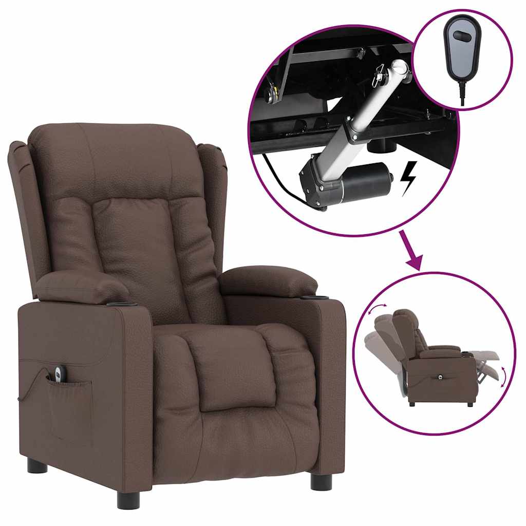 Vidaxl fauteuil verstelbaar elektrisch kunstleer bruin