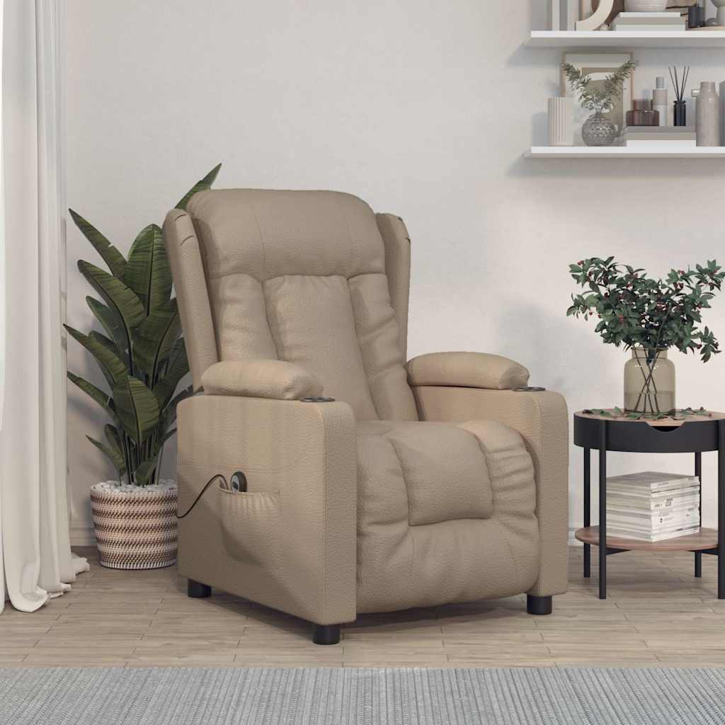 Vidaxl fauteuil verstelbaar elektrisch kunstleer cappuccinokleurig