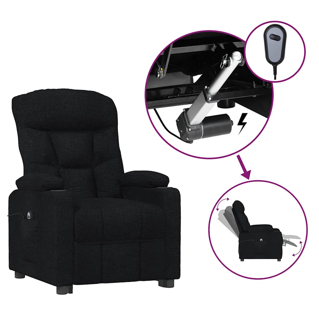 Vidaxl fauteuil verstelbaar elektrisch stof zwart