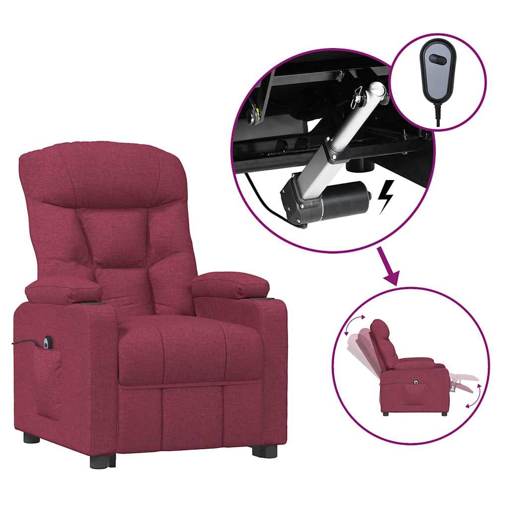 Vidaxl fauteuil verstelbaar elektrisch stof wijnrood