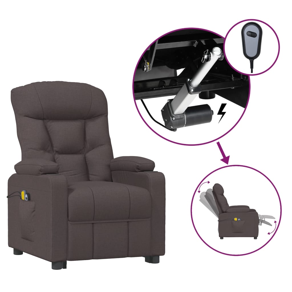 Vidaxl massagestoel elektrisch verstelbaar stof donkerbruin
