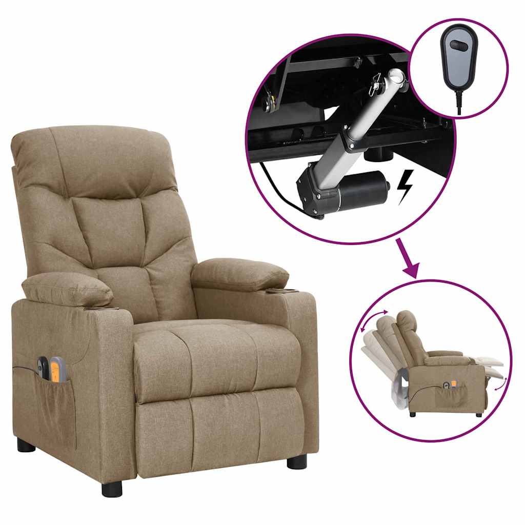 Vidaxl massagestoel elektrisch stof taupe