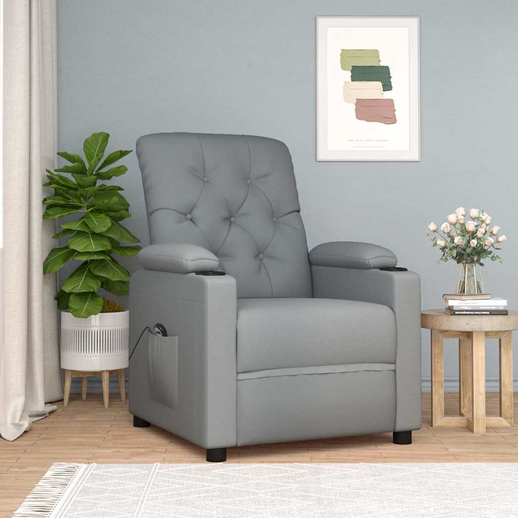 Vidaxl fauteuil elektrisch verstelbaar stof lichtgrijs