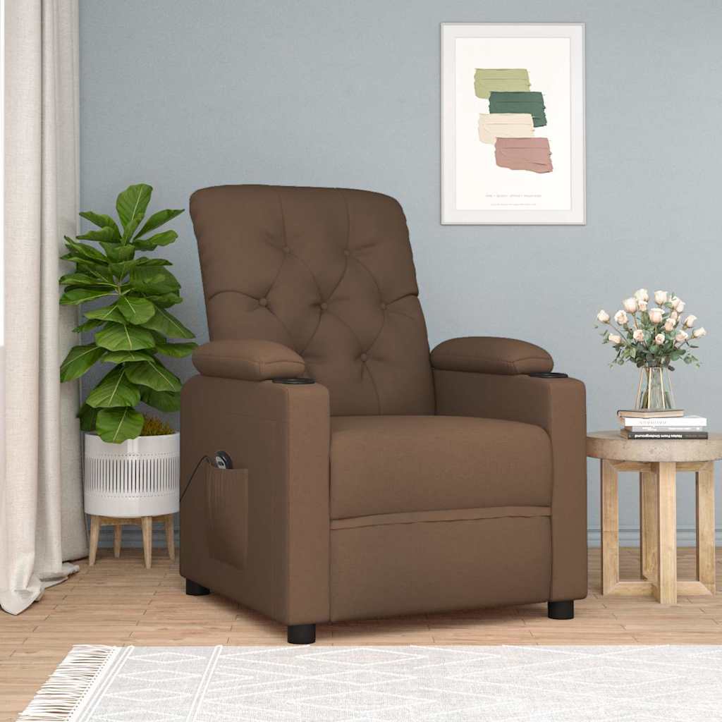 Vidaxl fauteuil verstelbaar elektrisch stof bruin