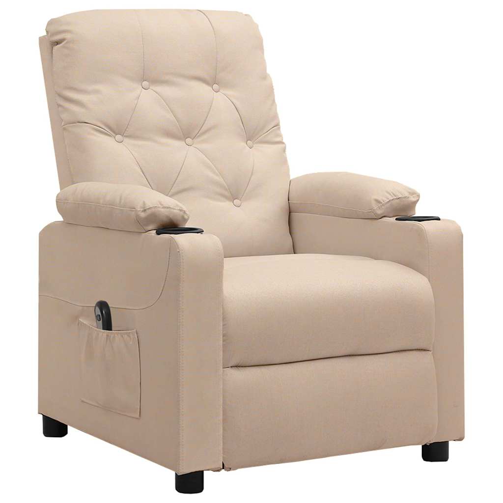 Vidaxl fauteuil verstelbaar elektrisch stof crèmekleurig