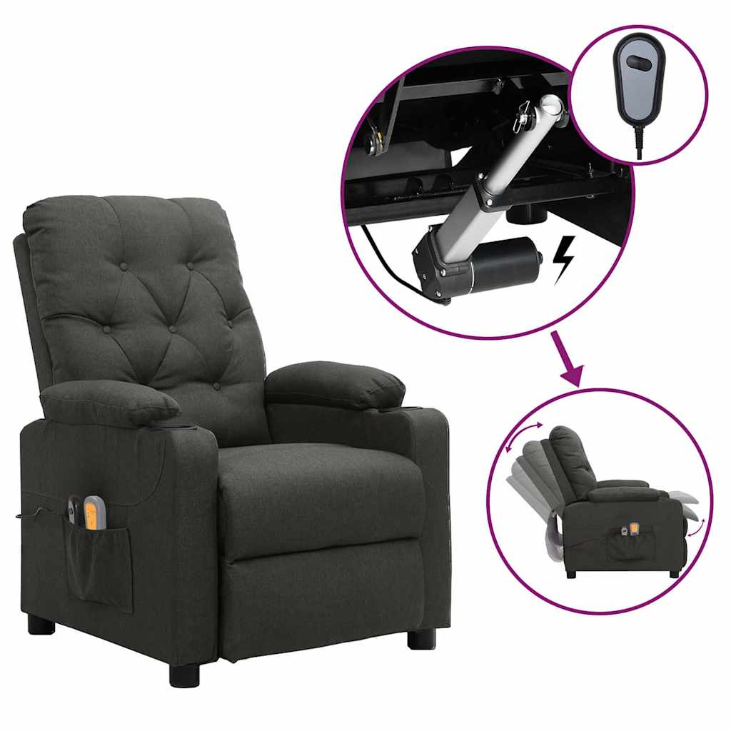 Vidaxl massagestoel elektrisch stof donkergrijs