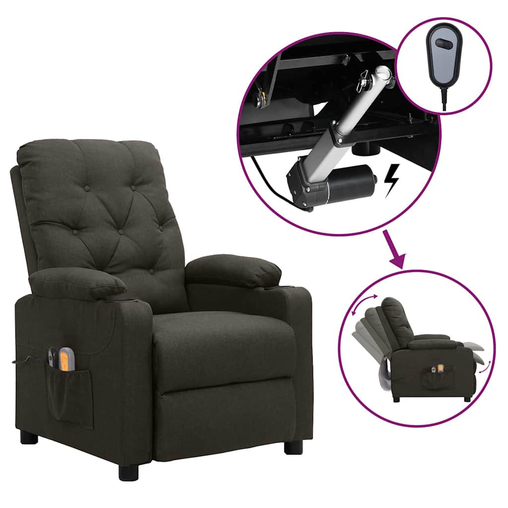 Vidaxl massagestoel elektrisch stof taupe