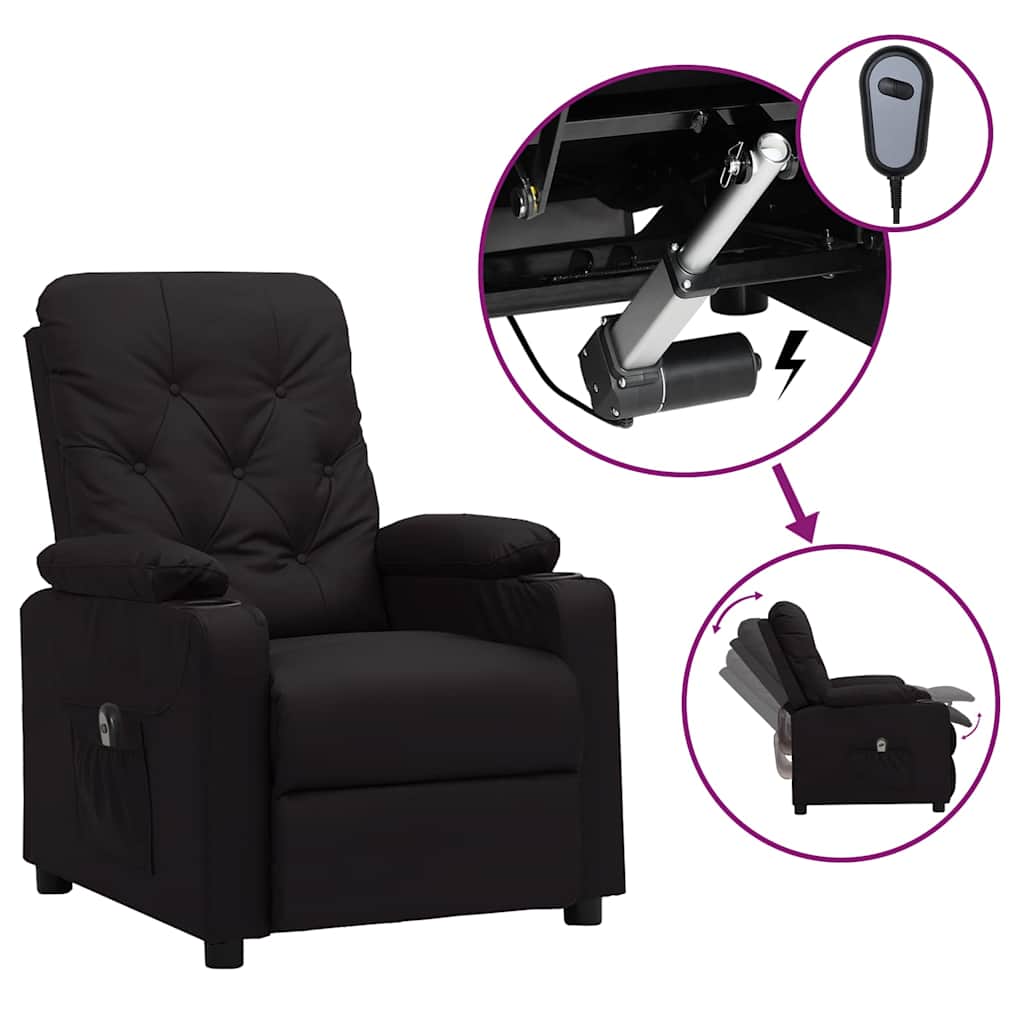 Vidaxl fauteuil elektrisch verstelbaar kunstleer zwart