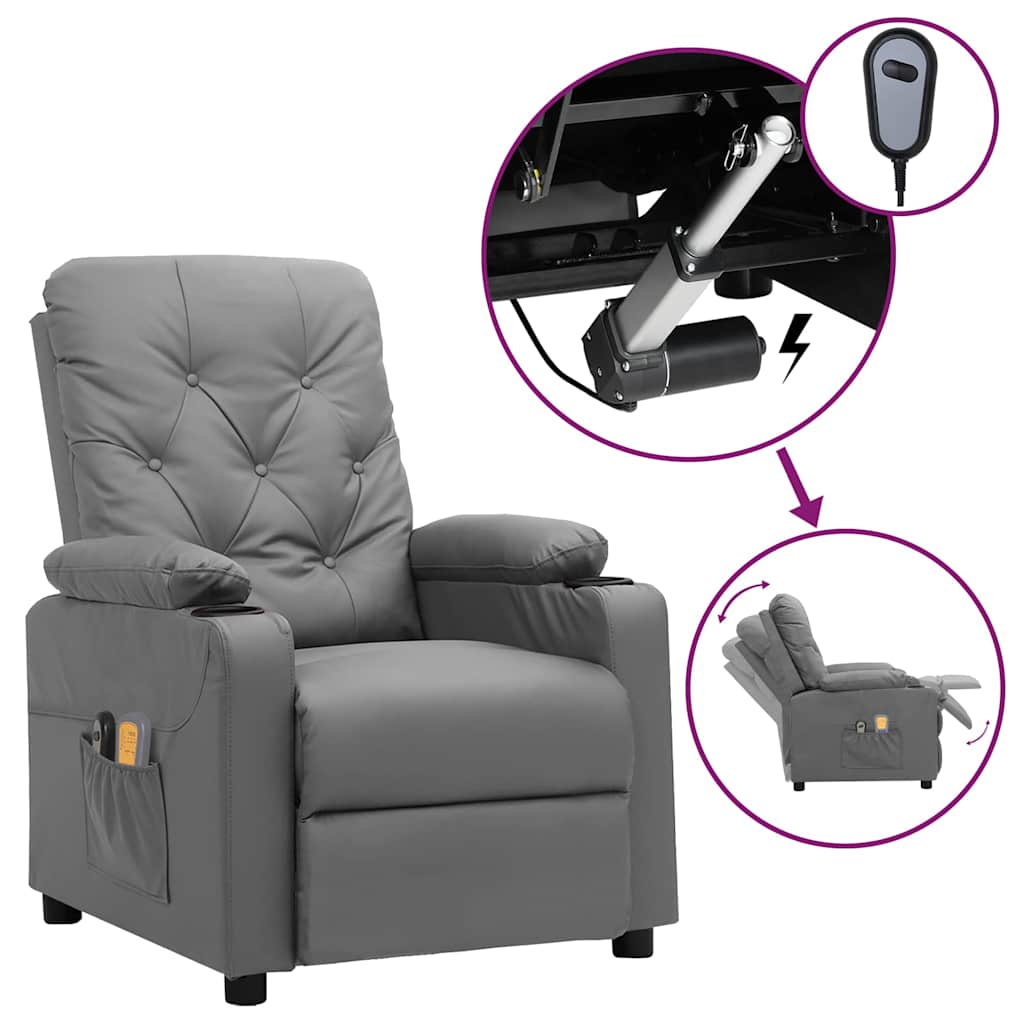 Vidaxl massagestoel elektrisch kunstleer grijs