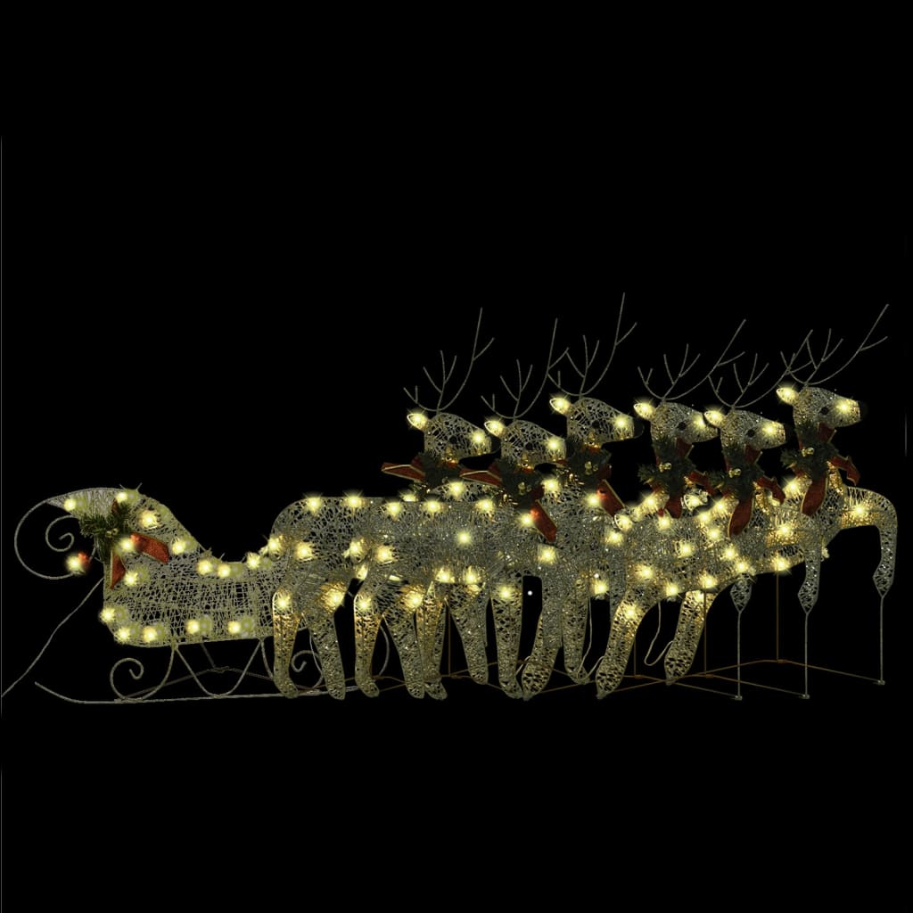 VidaXL Buitenkerstontiering reindeer and Slee 140 LEDs Gold -colored