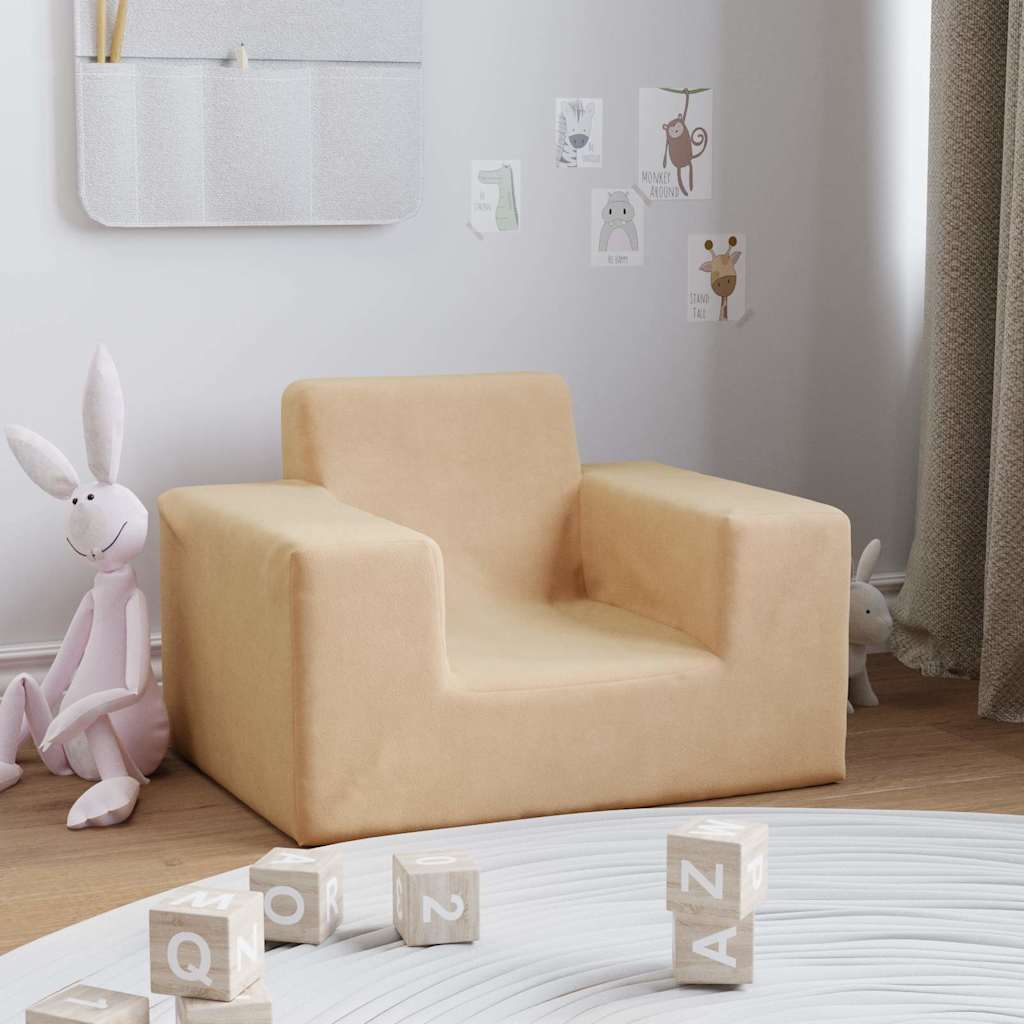 Vidaxl kinderbank zacht pluche crèmekleurig