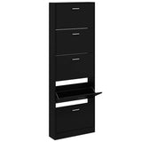 Vidaxl Schuhschrank 59x17x169 cm verarbeitetes Holz schwarz