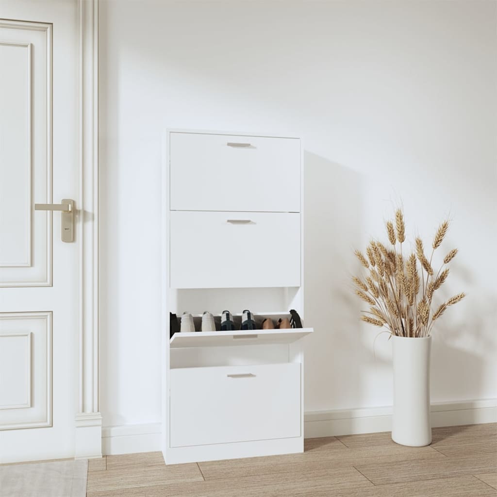 Vidaxl Cabinet da scarpe 59x17x150 cm in legno trasformato