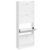 Vidaxl Schuhschrank 59x17x150 cm verarbeitetes Holz Hochglanz weiß