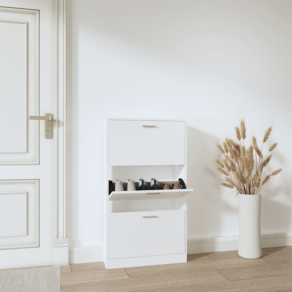 VidaXL Shoe cabinet 59x17x108 cm Processed Wood White