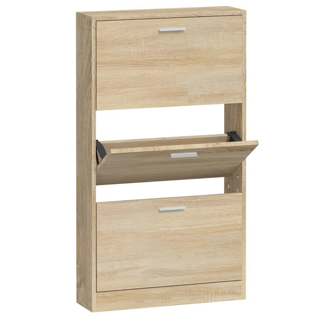 Vidaxl Schuhschrank 59x17x108 cm verarbeitete Holzeiche gefärbt