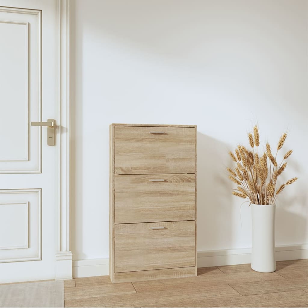 Vidaxl Schuhschrank 59x17x108 cm verarbeitete Holzeiche gefärbt