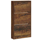 VIDAXL -Schuhschrank 59x17x108 cm Eigenschaften mit geräuchertem Eichenbaus befördert