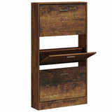 VIDAXL -Schuhschrank 59x17x108 cm Eigenschaften mit geräuchertem Eichenbaus befördert