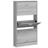 Vidaxl Schuhschrank 59x17x108 cm verarbeitetes Holzgrau Sonoma